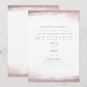 Blushing Pink Watercolor Ultra Modern Chic Wedding Invitation