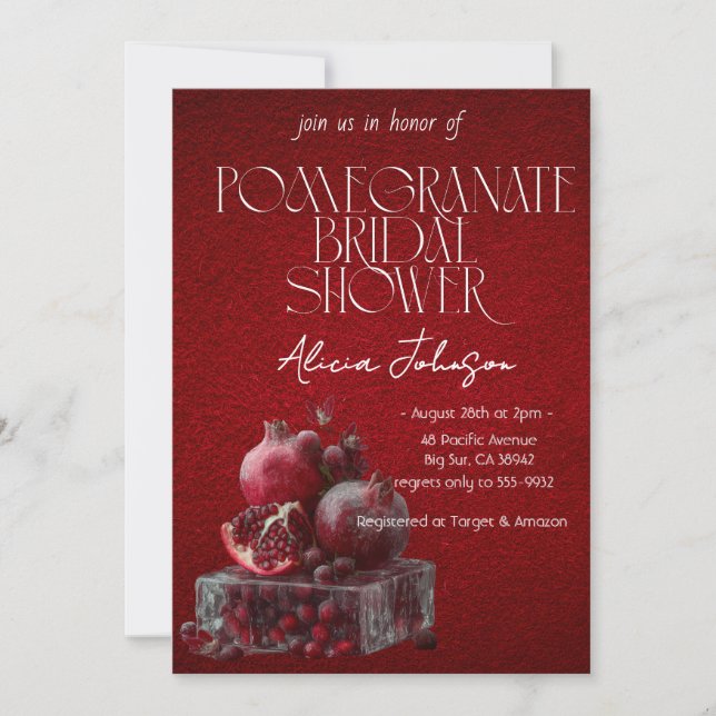 Blushing Pomegranate Branch Bridal Shower Invitation (Front)