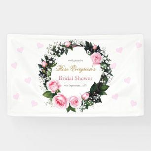 Blushing Romance: Pink Rose Bridal Shower Banner