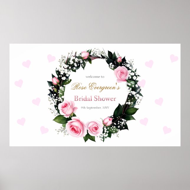Blushing Romance: Pink Rose Bridal Shower  Poster (Front)