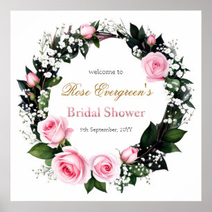 Blushing Romance: Pink Rose Bridal Shower Poster