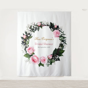 Blushing Romance: Pink Rose Bridal Shower  Tapestry