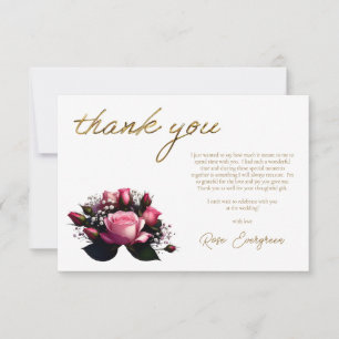 Blushing Romance:Pink Rose Bridal Shower Thank you Card