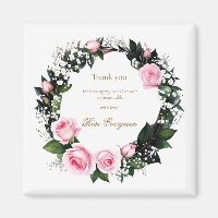 Blushing Romance:Pink Rose Bridal Shower Thank you