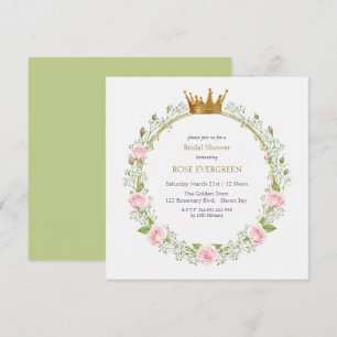 Blushing Romance: Pink Roses and Baby’s Breathe Invitation