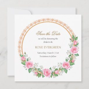 Blushing Romance: Pink Roses and Baby’s Breathe Save The Date