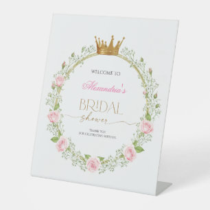 Blushing Romance: Pink Roses & Baby’s Breathe Pedestal Sign