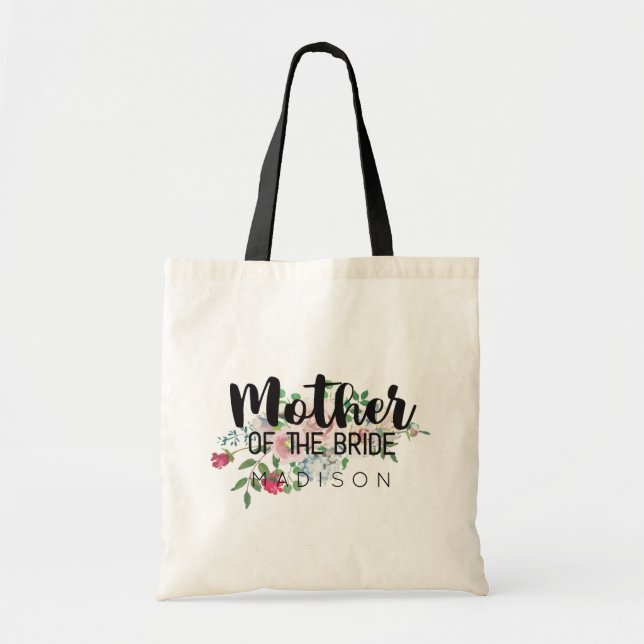 Blushing Rose Floral Wedding Mother of the Bride Tote Bag (Front)