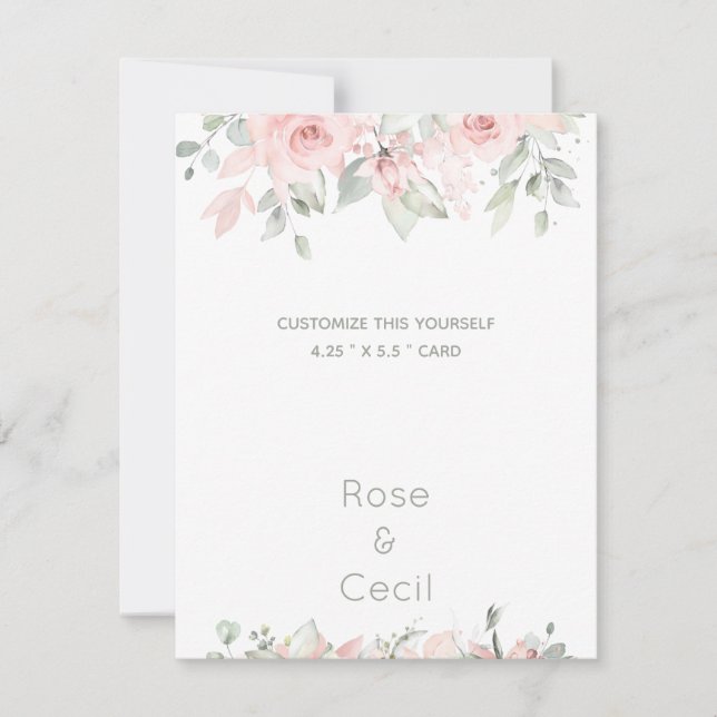 Blushing Roses 2 Wedding Stationery Customise It Announcement (Front)