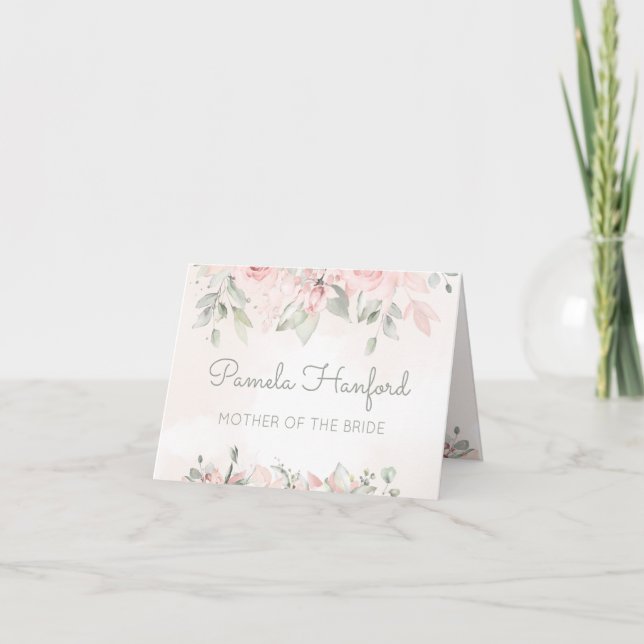 Blushing Roses Bridal Party Seating Card (Front)
