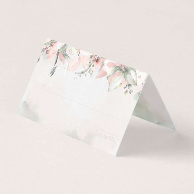 Blushing Roses Wedding Guest Table Seating Card (Front)