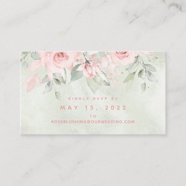 Blushing Roses Wedding Online RSVP card (Front)