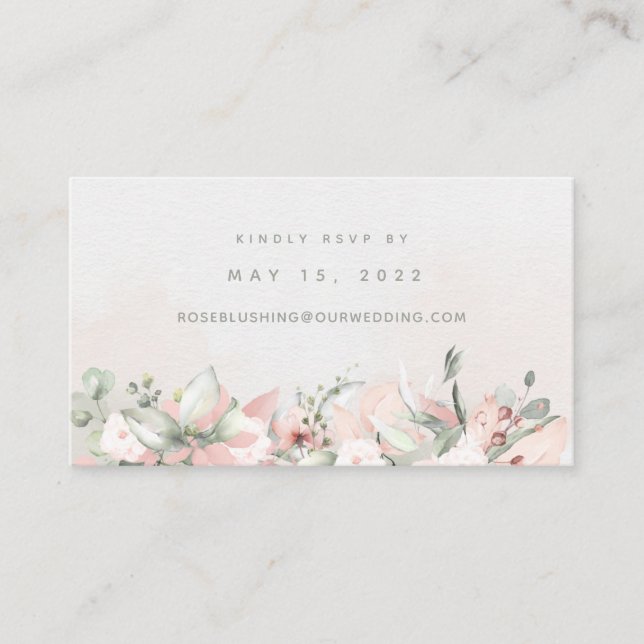 Blushing Roses Wedding Online RSVP card (Front)