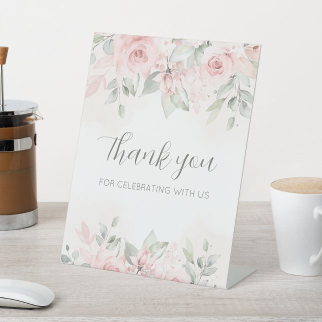 Blushing Roses Wedding Welcome To Our Wedding  Ped Pedestal Sign (In SItu)