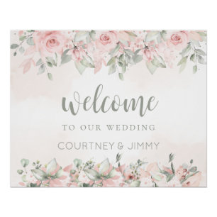 Blushing Roses Welcome To Our Wedding Poster