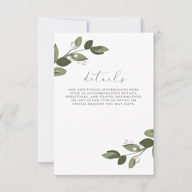 Blushing Sprigs Details Invitation (Front)