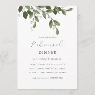 Blushing Sprigs Rehearsal Dinner Invitation