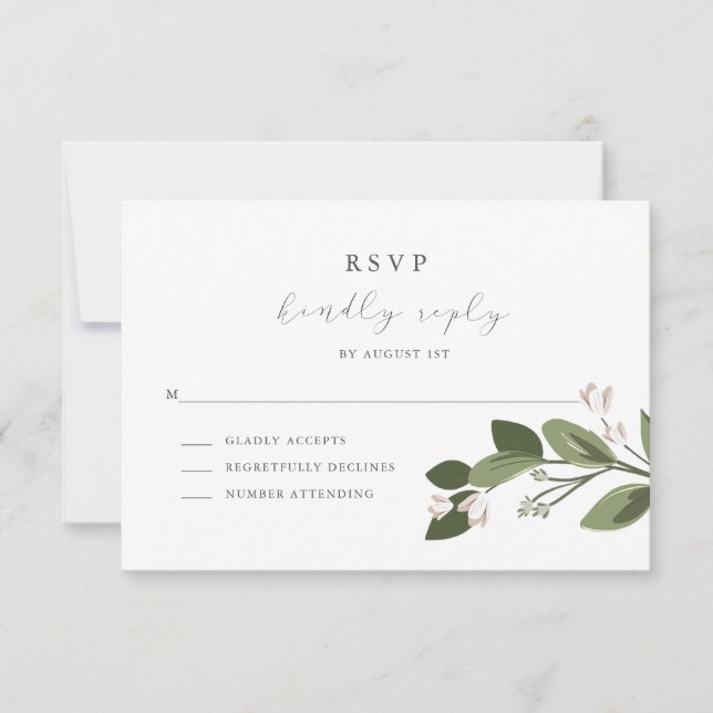 Blushing Sprigs RSVP with Pink Back (Front)