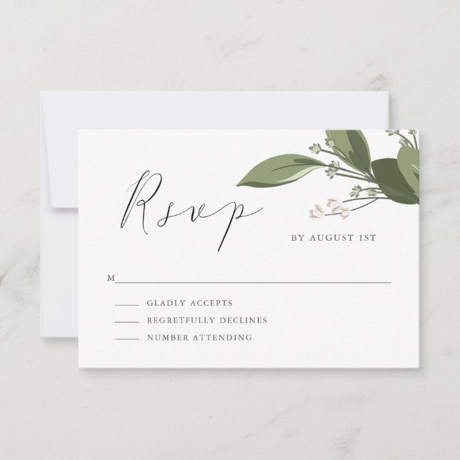 Blushing Sprigs RSVP with Pink Back Card (Front)