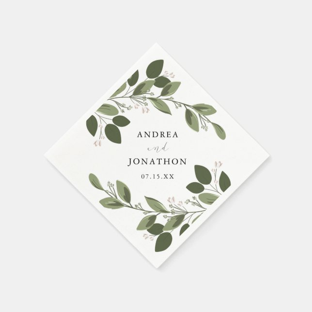 Blushing Sprigs Wedding Napkins (Corner)