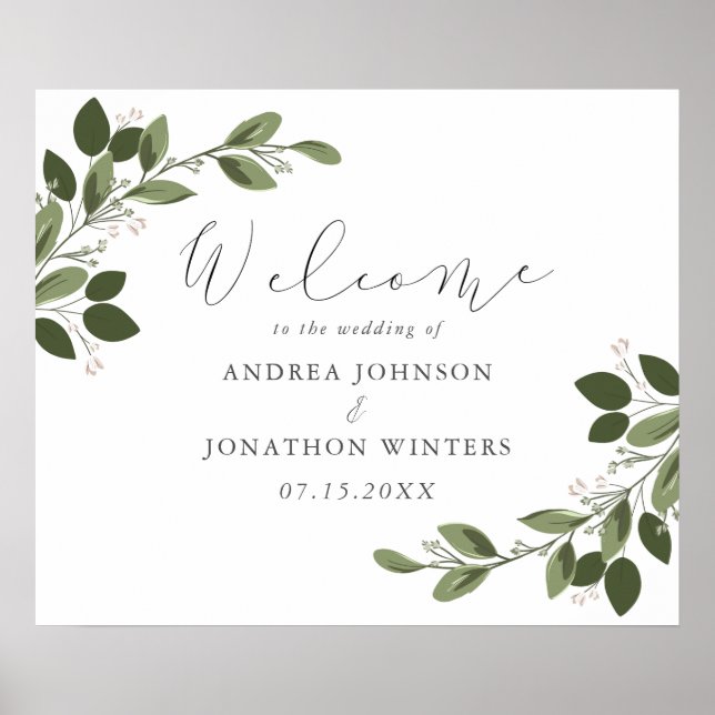 Blushing Sprigs Wedding Welcome Poster (Front)