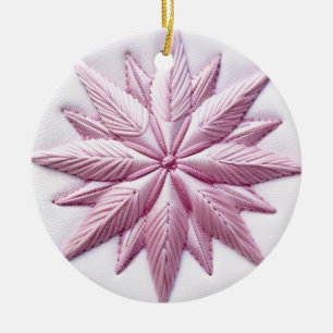 Blushing Starburst Snowflake Ceramic Ornament
