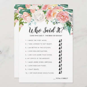 Blushing Summer Floral Double-Sided Bridal Shower Invitation