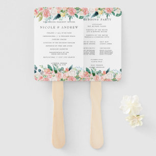 Blushing Summer Floral Wedding Program Hand Fan