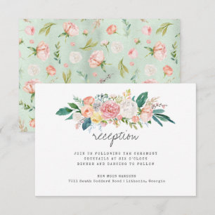 Blushing Summer Floral Wedding Reception Invitation