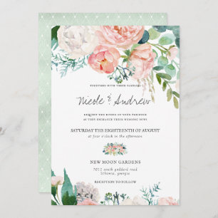 Blushing Summer Watercolor Floral Wedding Invitation