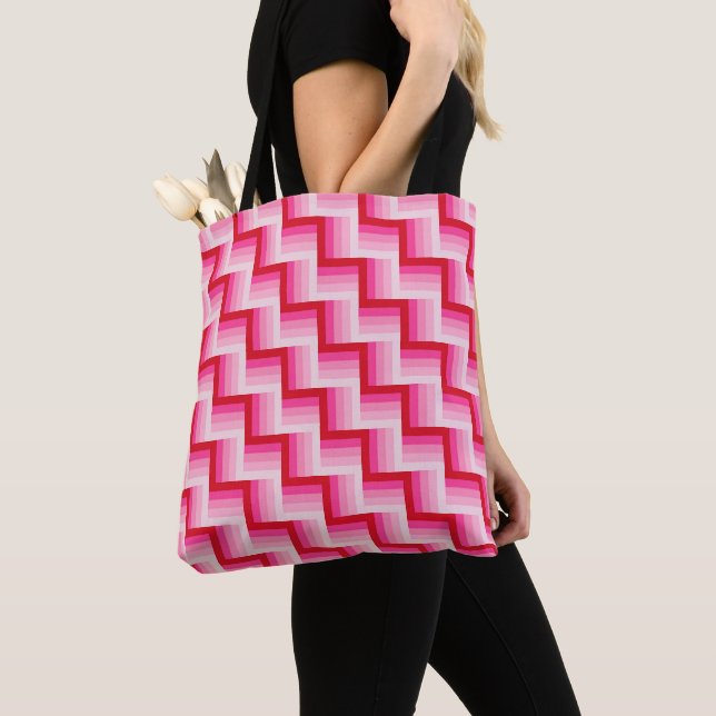 Blushing ZigZag Mosaic Tote Bag (Close Up)