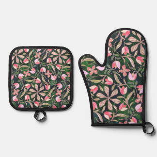 Blushpetal Grosbeak Oven Mitt & Pot Holder Set