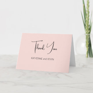 Blusk Pink Simple Wedding Thank You Card