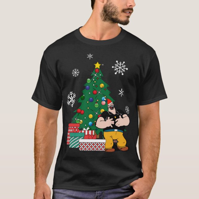 Bluto Around The Christmas Tree Popeye  T-Shirt (Front)