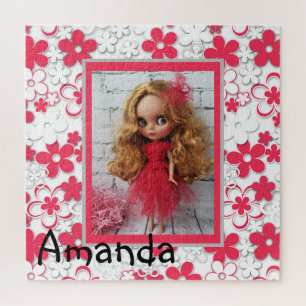Blythe doll vintage retro floral frame oldish desi jigsaw puzzle