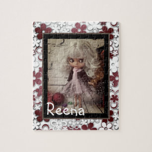Blythe doll vintage retro floral frame oldish desi jigsaw puzzle