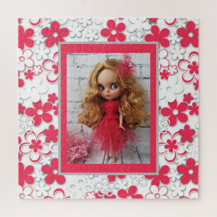 Blythe doll vintage retro floral frame oldish desi jigsaw puzzle