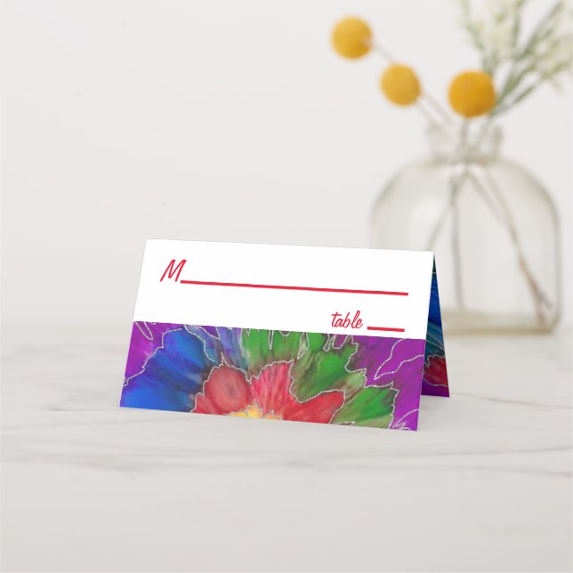 BM Bar an Bat Mitzvah Tie Dye Design Place Card (Front)