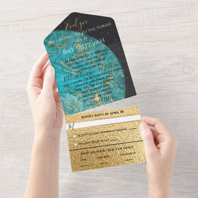 BM Bar Bat Mitzvah All One Invitation Outer Space (Tearaway)