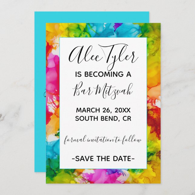 BM Bar Bat Mitzvah Colour Save the Date (Front/Back)