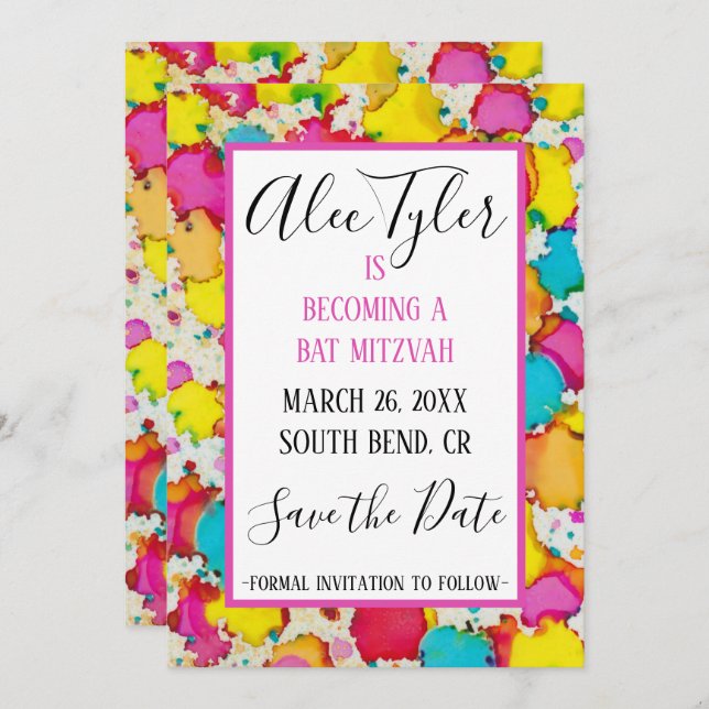 BM Bar Bat Mitzvah Confetti Save The Date (Front/Back)