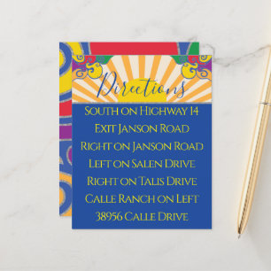 BM Bar Bat Mitzvah Enclosure/Direction Card Swirls