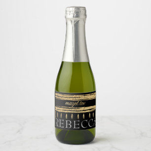 BM Bar Bat Mitzvah Gold Tallit Mini Sparkling Wine Label