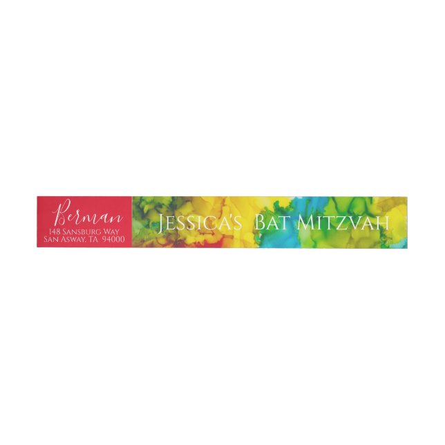 BM Bar or Bat Mitzvah Colour Wraparound Address Label (Individual)