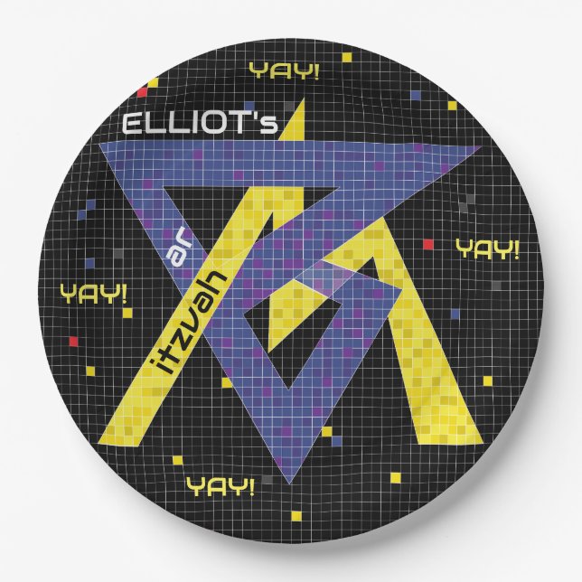 BM Bar or Bat Mitzvah Paper Plate GAME ON (Front)