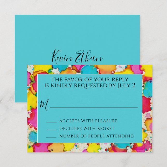 BM Bar or Bat Mitzvah RSVP A Splash of Colour Too (Front/Back)