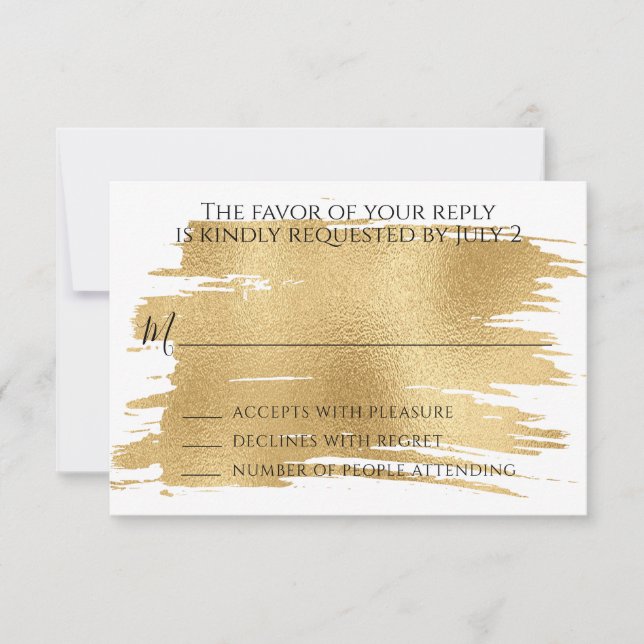 BM Bar or Bat Mitzvah RSVP Elegant Gold and Black Card (Front)