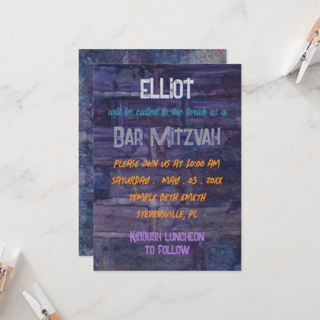 BM Bar or Bat Mitzvah Wall Deco Invitation (Front/Back In Situ)