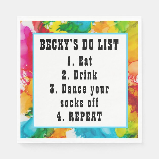 BM Bat Bar Mitzvah Splash of Colour Napkin (Front)