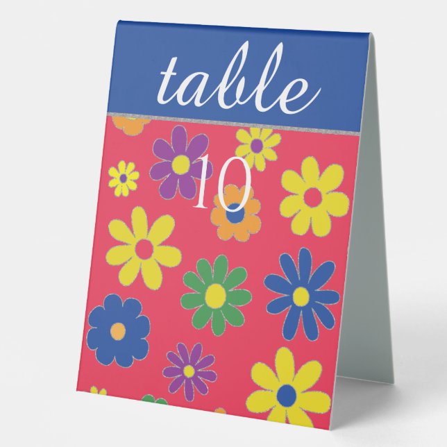 BM Bat Bar Mitzvah Table Tent Sign Flowers (Front)